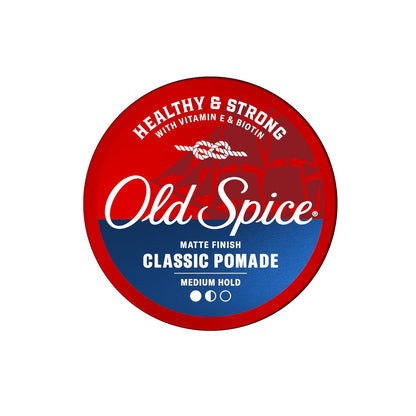 Old Spice Classic Pomade for Men, Healthy & Strong with Vitamin E & Biotin, Men's Hair Styling Pomade, Medium Hold, Matte Finish, 2.22 oz, Twin Pack