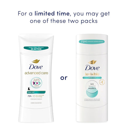 Dove Advanced Care Antiperspirant Deodorant for Women Sheer Cool 72 hour sweat and odor protection 2.6 oz