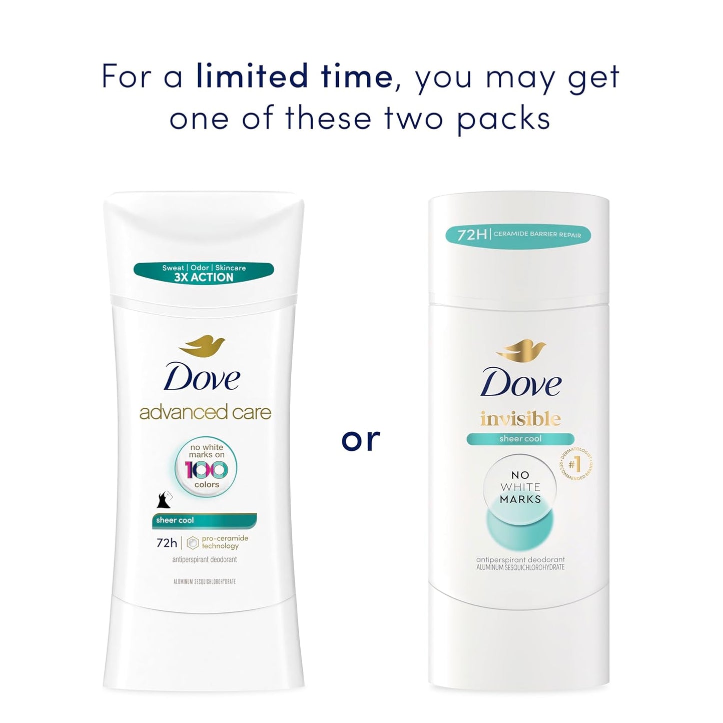 Dove Advanced Care Antiperspirant Deodorant Stick Sheer Cool for Soft, Resilient Skin, with 72-Hour Sweat & Odor Protection, 2.6 oz (Pack of 12)