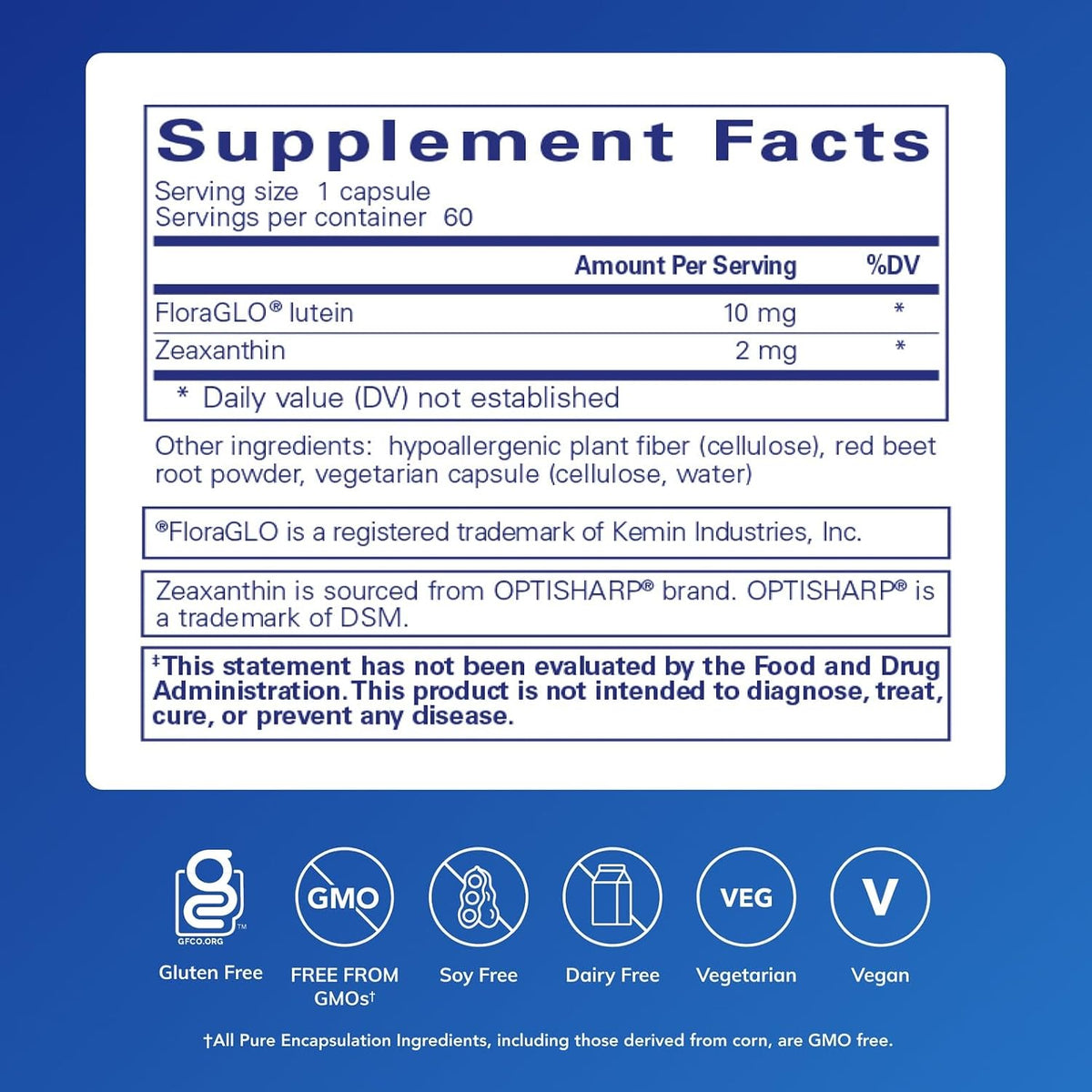 Pure Encapsulations Lutein/Zeaxanthin, 60 Capsules