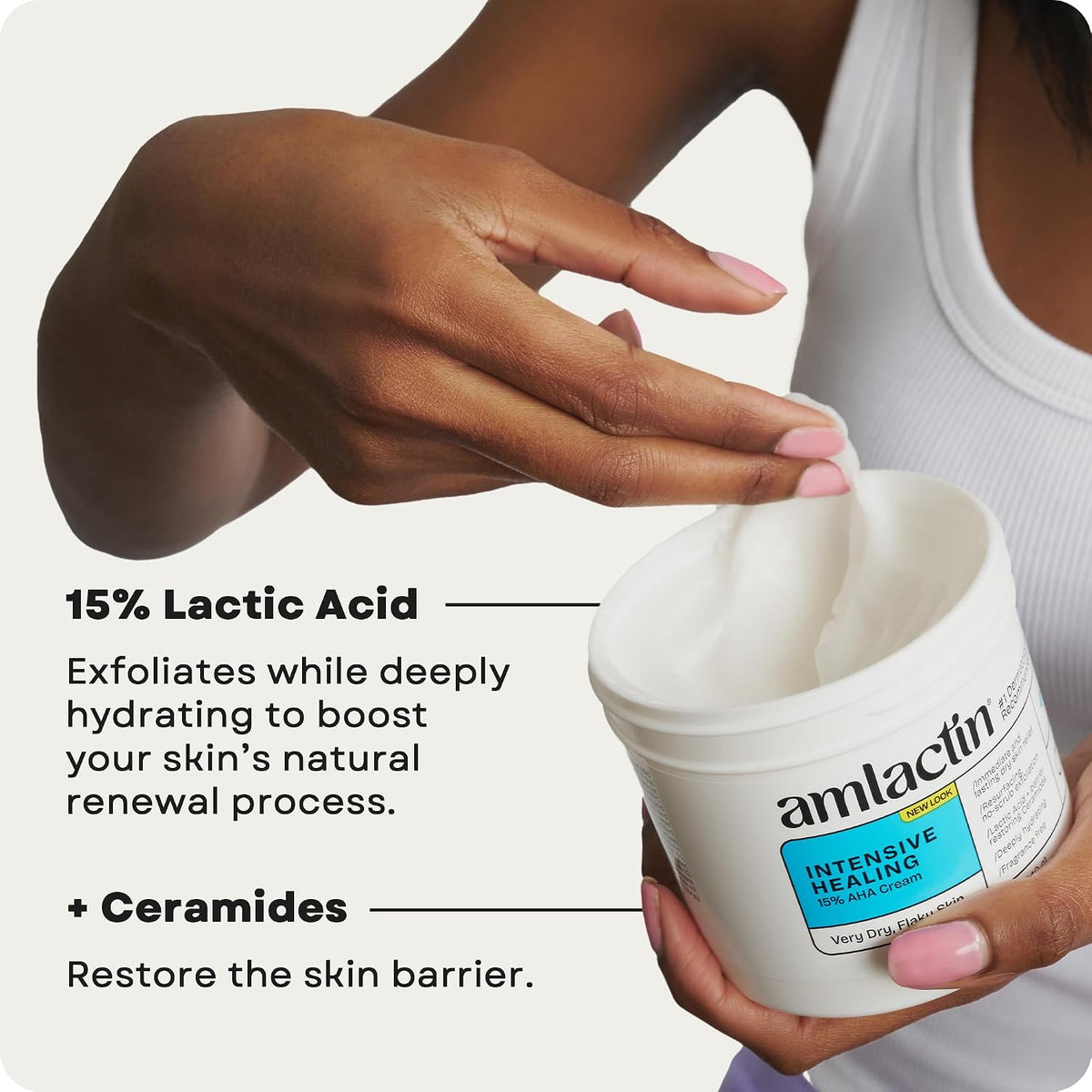 AmLactin Intensive Healing Body Cream – 12 oz Tub & Daily Nourish 12% - 14.1 oz Body Lotion with 12% Lactic Acid