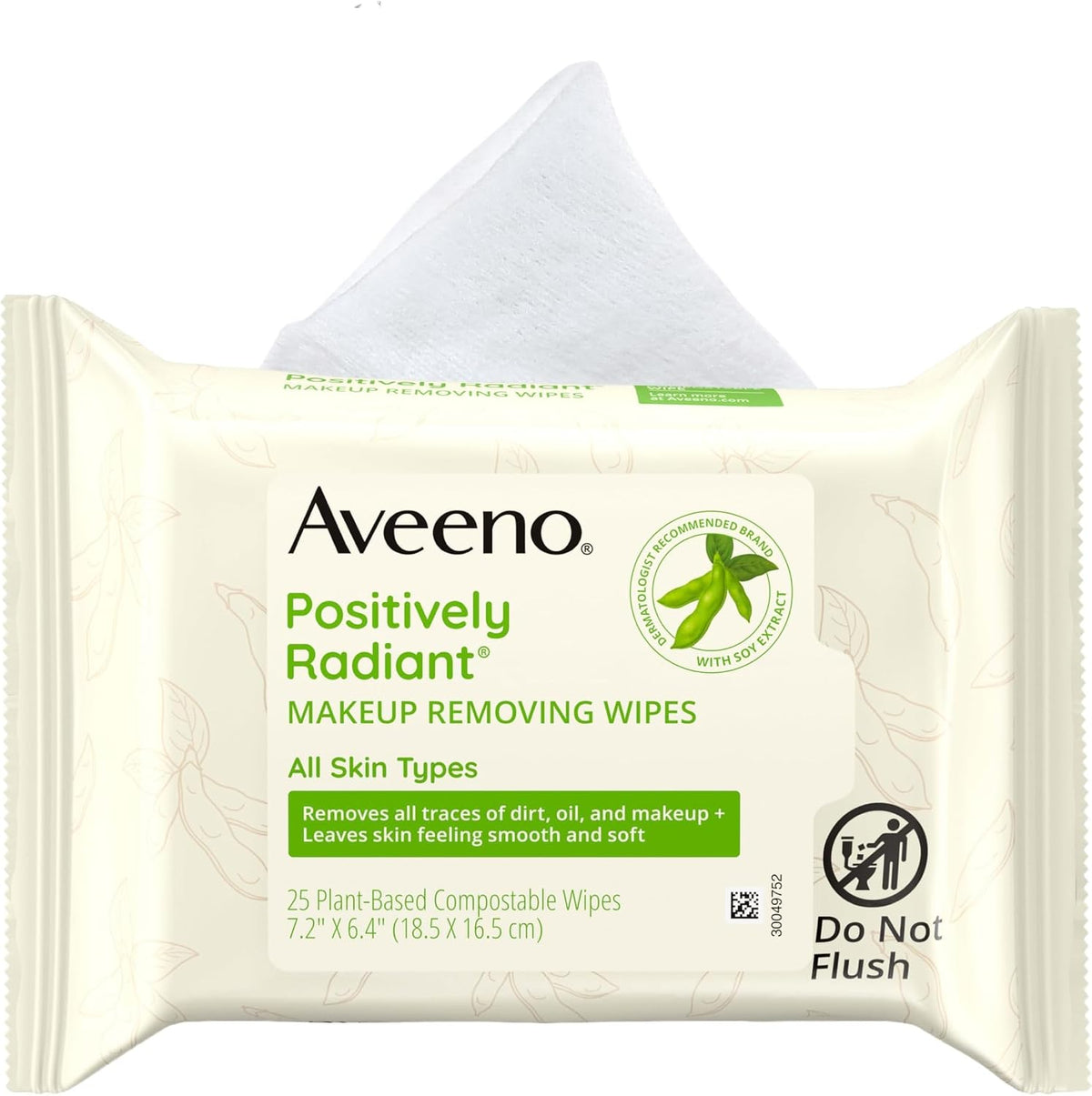 Aveeno Positively Radiant Alcohol-Free Makeup Removing Face Wipes, Ultra Soft, Gentle, Non-Comedogenic Facial Cleansing Wipes Leave Skin Feeling Clean & Soft, Sulfate Free, 25 ct (Pack of 6)