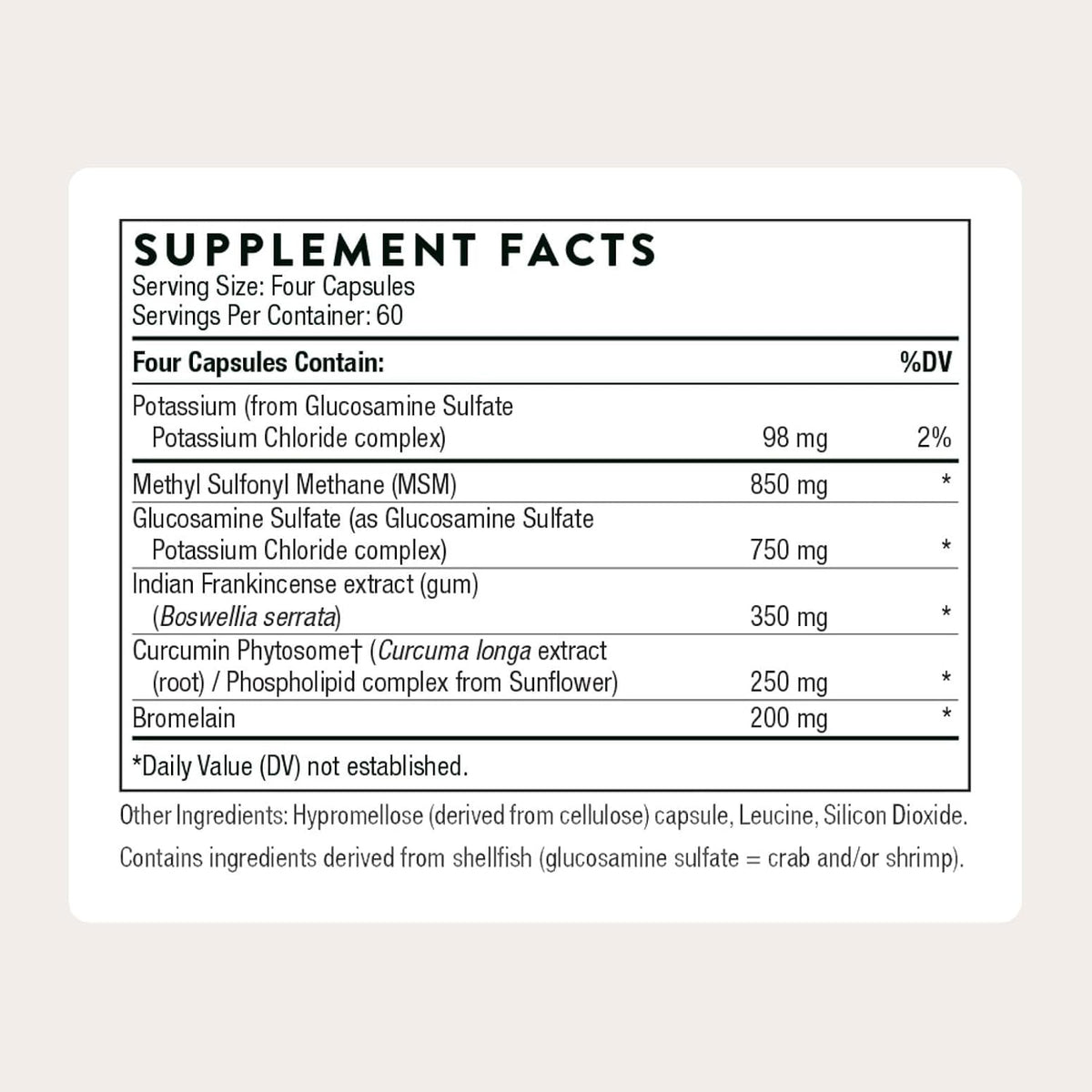 THORNE Joint Support Nutrients, Glucosamine, MSM & Curcumin, 240 Capsules