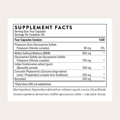 THORNE Joint Support Nutrients, Glucosamine, MSM & Curcumin, 240 Capsules