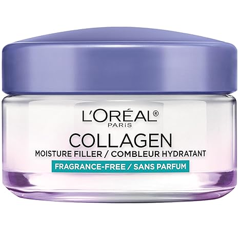 L'Oreal Paris Collagen Moisture Filler Facial Moisturizer, Fragrance Free, Anti Aging Face Cream, Non-Greasy Skin Care Formula For Up to 48HR Hydration, 1.7 oz