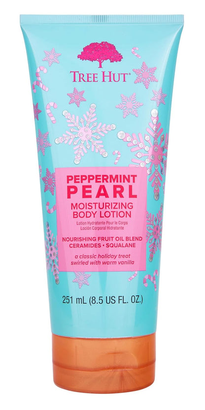 Tree Hut Peppermint Pearl Body Lotion, Limited Edition Holiday, Ceramide and Squalene Formula Helps Protect Skin, Long-lasting Hydration Leaves Skin Feeling Soft & Moisturized, 8.5 fl oz.(Pack of 2)