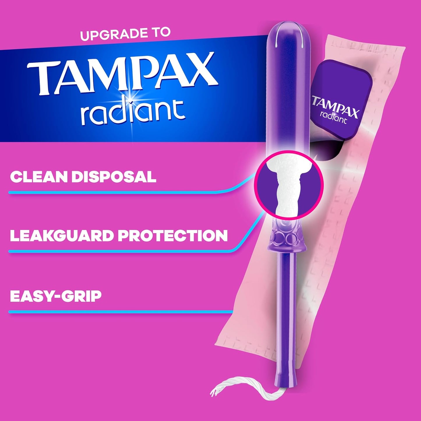 Tampax Pearl Tampons Multipack, Regular/Super Plus Absorbency, With Leakguard Braid, Unscented, 34 Count