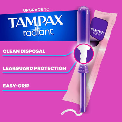 Tampax Pearl Tampons Multipack, Regular/Super Plus Absorbency, With Leakguard Braid, Unscented, 34 Count