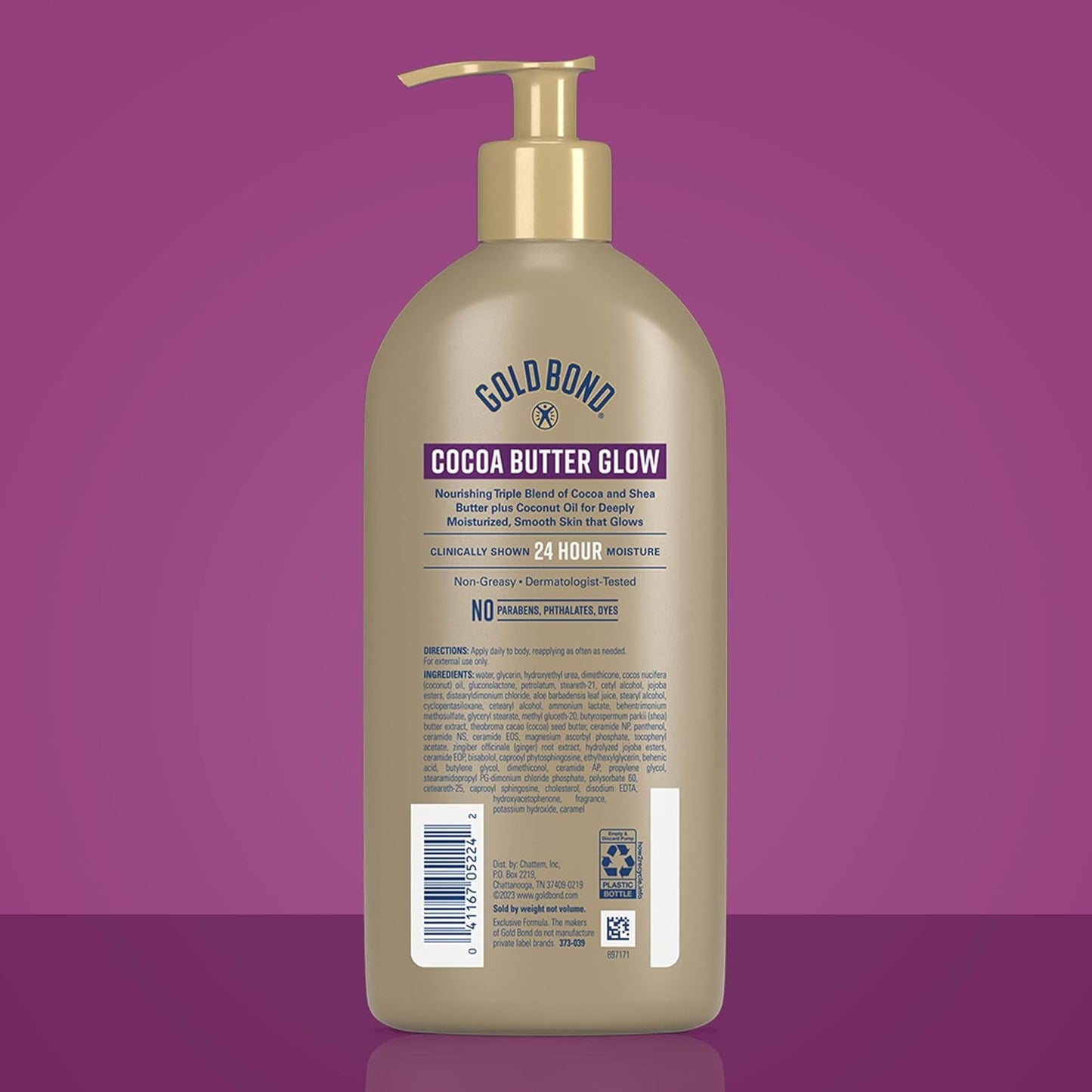 Gold Bond Cocoa Butter Glow Daily Hydrating Lotion for Gifting, 14 Oz | Body lotion with Shea Butter, Cocoa Butter & Coconut Oil, dermatologist-tested, no parabens, phthalates, dyes, 24hr moisture
