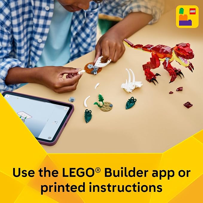 LEGO Creator 3 in 1 Fierce Dinosaur Building Toy for Boys & Girls, Ages 8+ - Gift for Birthdays - Kids Build 1 of 3 Prehistoric Animal Figures - 31379