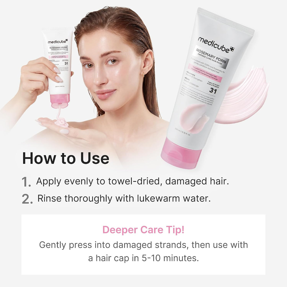 medicube Shampoo and Hair Mask Duo: Rosemary PDRN Shampoo and Hair Mask for Clarifying & Thickening and Damage Hair Care | Korean Hair Care