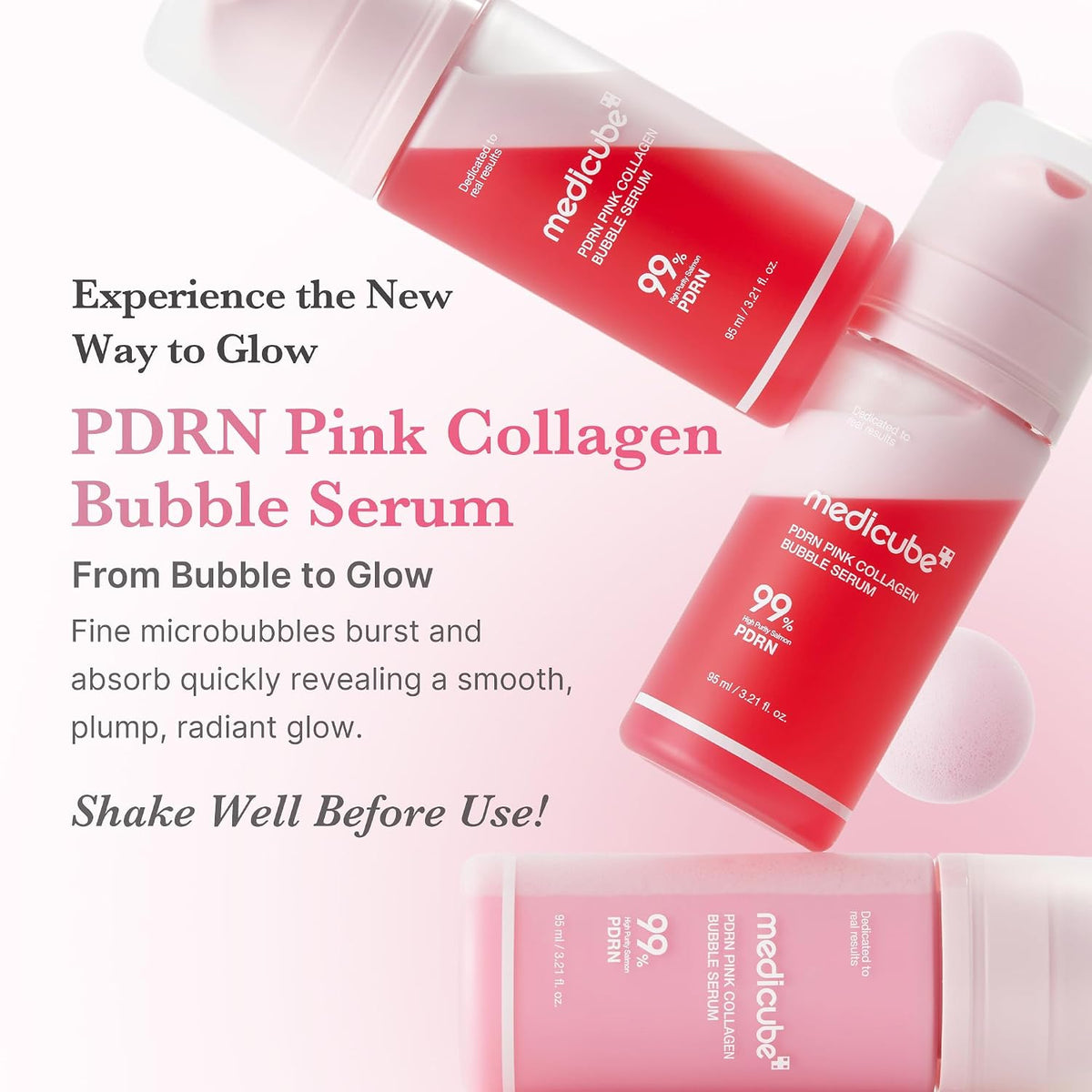 medicube PDRN Pink Collagen Bubble Serum - Bubble-to-Glow Firming Care