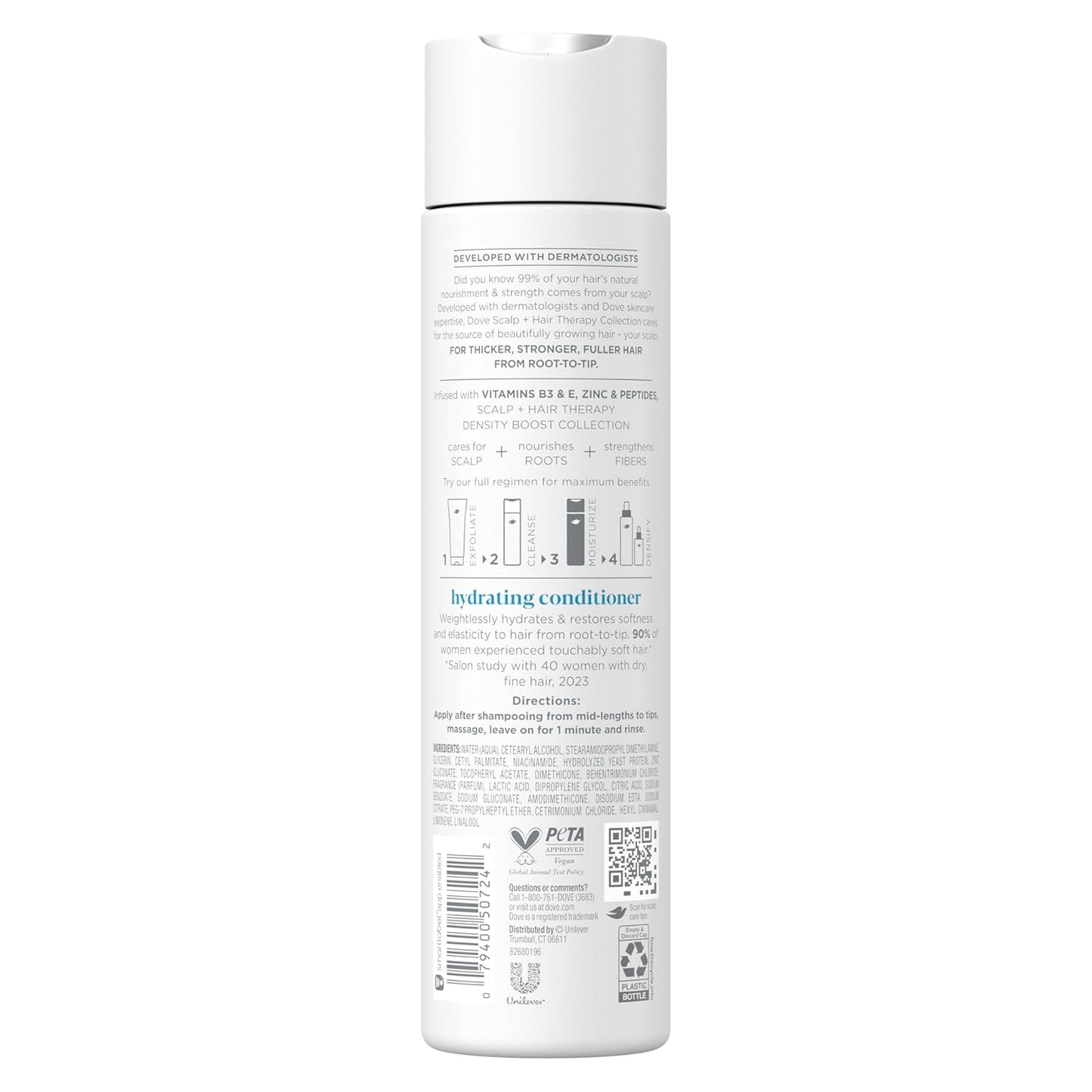 Dove Density Boost Hydrating Conditioner Scalp Therapy for Dry Hair, with Vitamin B3, Zinc and 0% Sulfates, 9.25 oz