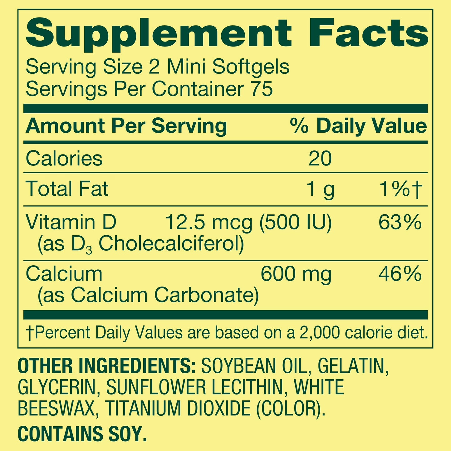 Spring Valley Calcium Plus Vitamin D3, Dietary Supplement, 150 Mini Softgels