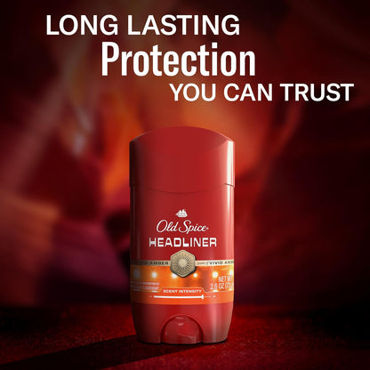 Old Spice Antiperspirant Deodorant for Men, 24/7 Sweat & Odor Protection, 24/7 Signature Scent & Lasting Freshness, Invisible Solid, Headliner with Black Currant, Leather, & Amber Scent, 2.6 oz