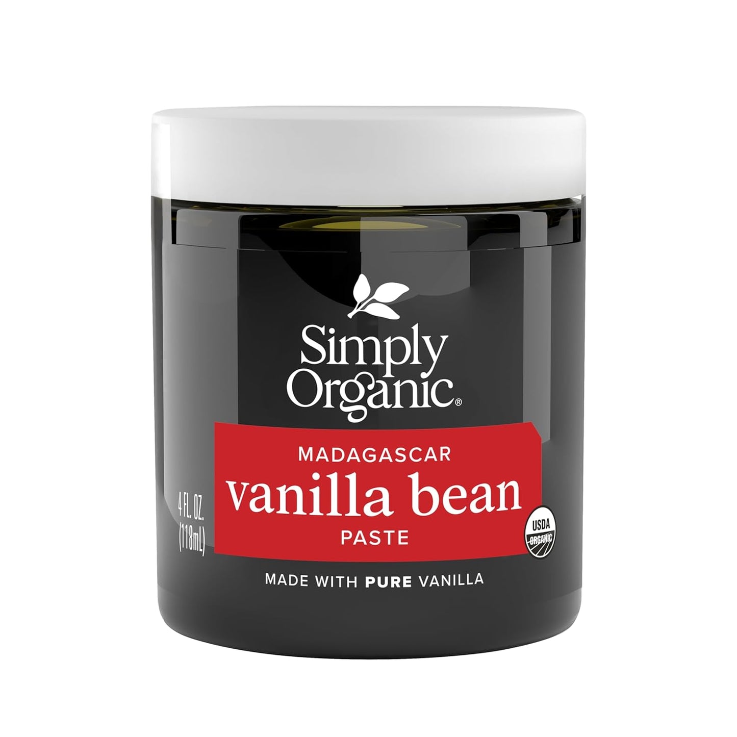 Simply Organic Vanilla Bean Paste, 4 Ounce Jar | Certified Organic, Kosher, Vegan, Non-GMO Rich Soft Paste, Warm Woody Aroma