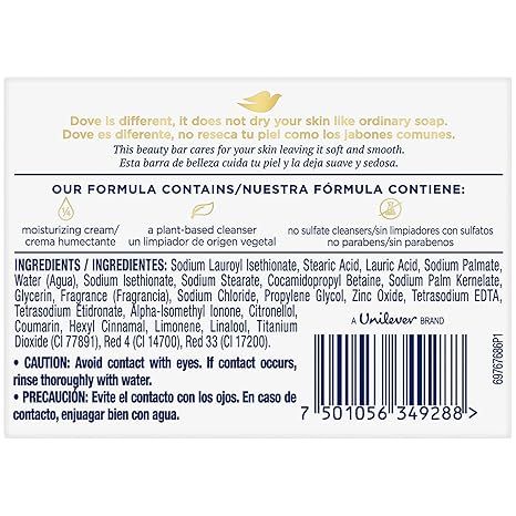 Dove Soap, Pink Beauty Bar 2-Pack – 3-in-1 Moisturizing Face, Body & Hand Soap, 4.75 Oz Ea
