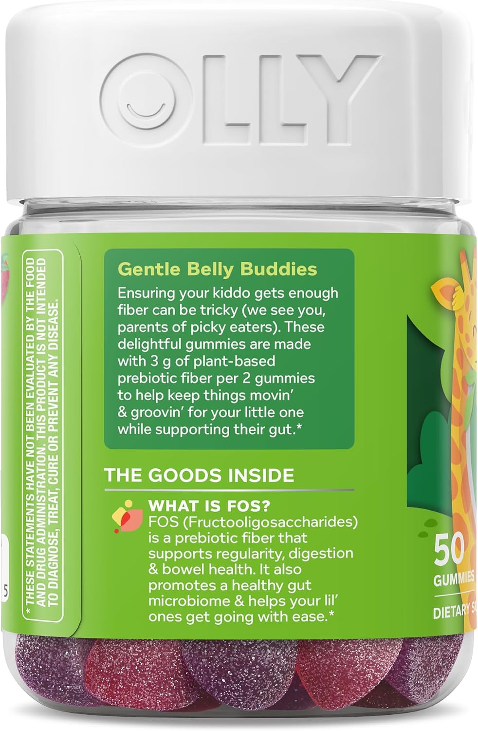 OLLY Kids Friendly Fiber Gummy, Digestion Support* Dietary Fiber - 50 Count