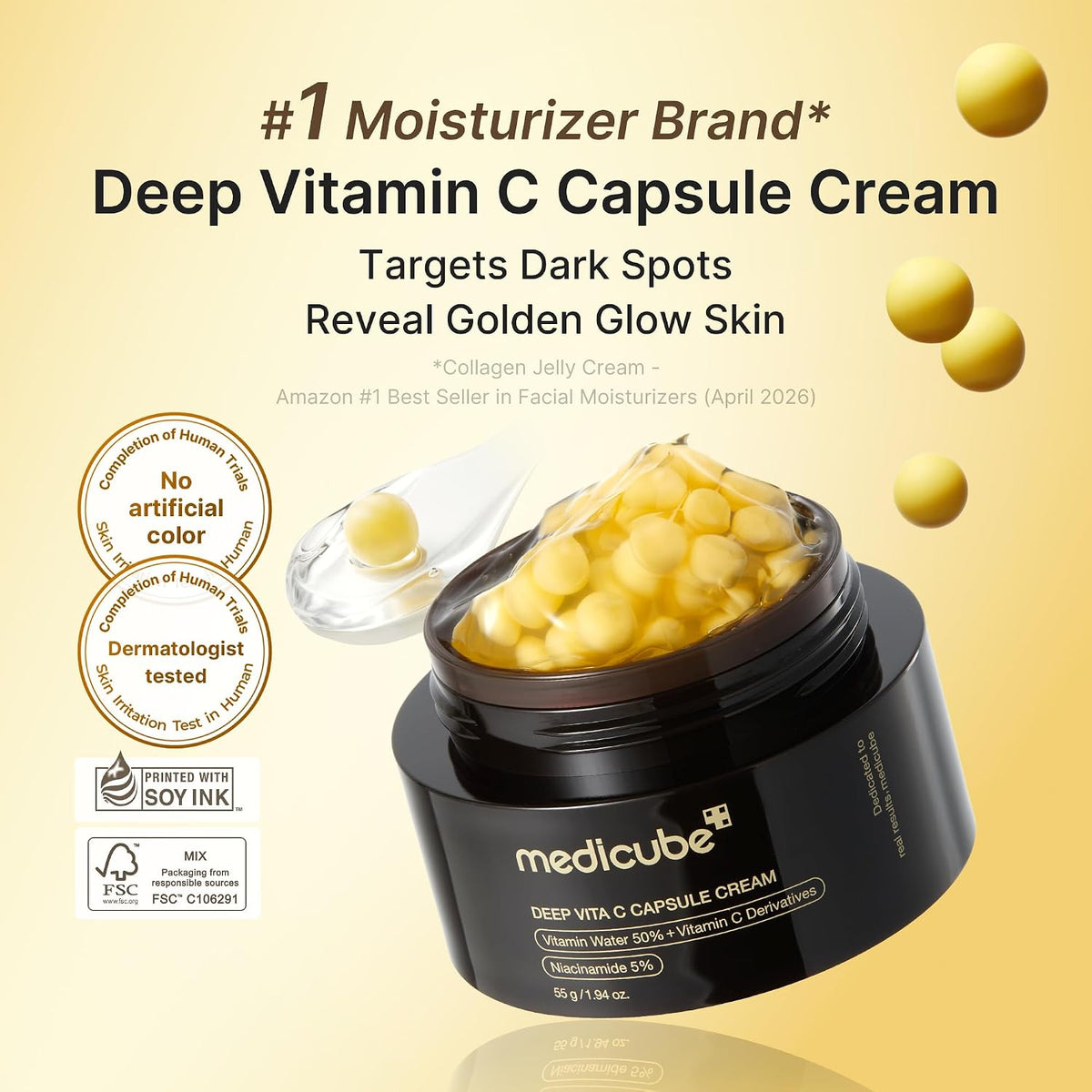 medicube Glass Skin Refining Duo at Night: Deep Vitamin C Golden Capsule Face Moisturizer and Turmeric Overnight Wrapping Peel Off Mask 2.0