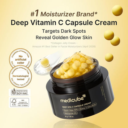 medicube Glass Skin Refining Duo at Night: Deep Vitamin C Golden Capsule Face Moisturizer and Turmeric Overnight Wrapping Peel Off Mask 2.0