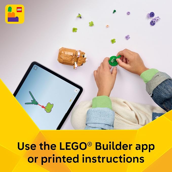 LEGO Creator 3 in 1 Cute Hamster with a Flower Building Toy for Girls & Boys, Ages 7+ - Kids Build a Hamster, Hedgehog or Eagle Animal Figure - Gift Idea for Birthdays - 31376