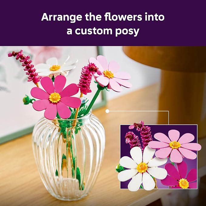 LEGO Botanicals Cosmos Flowers 11514 | Building Toys for Girls & Boys, Ages 9+, Decor for Bedroom & Desk, Artificial Flowers, 171 pieces, Gift for Birthdays
