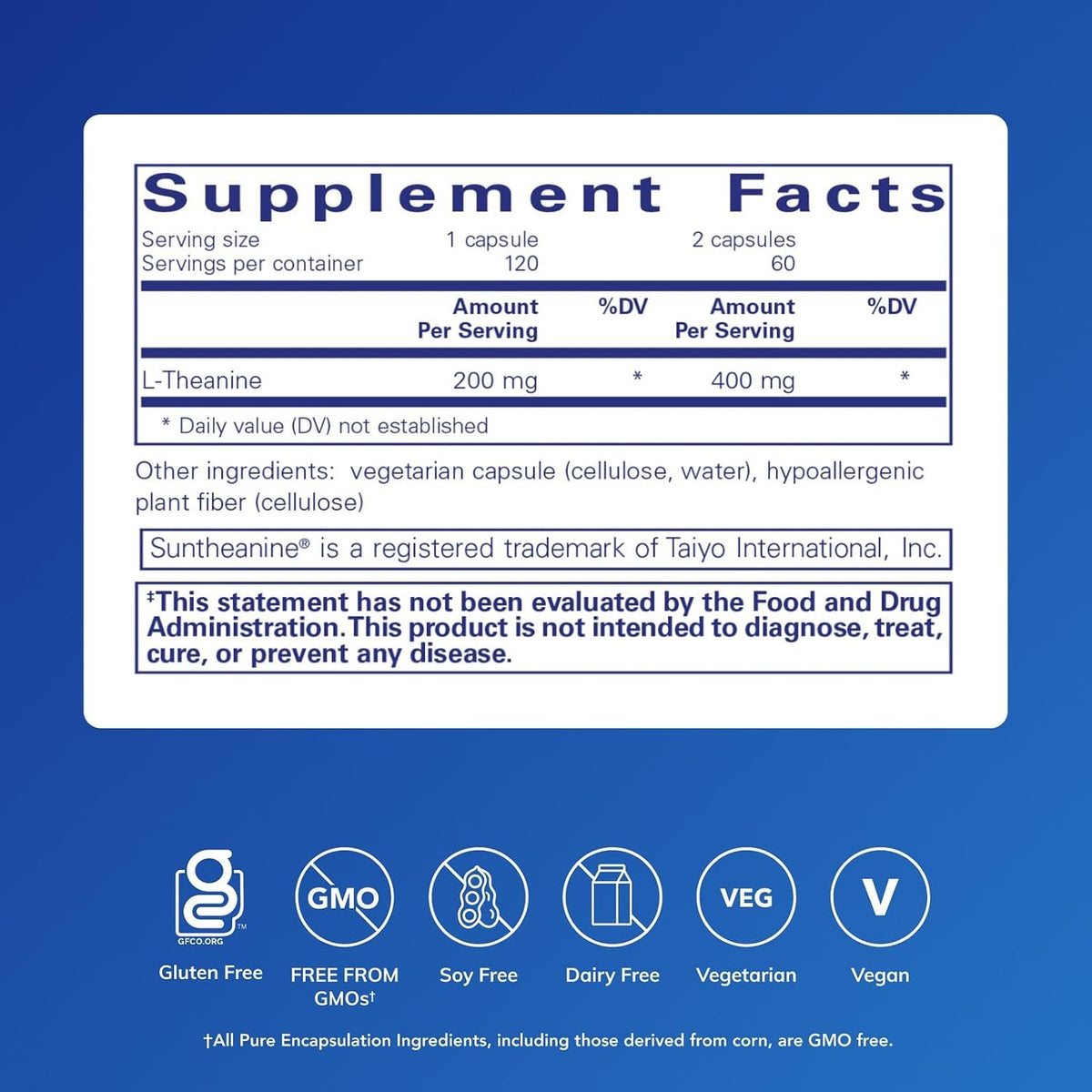 Pure Encapsulations L-Theanine, 120 Capsules