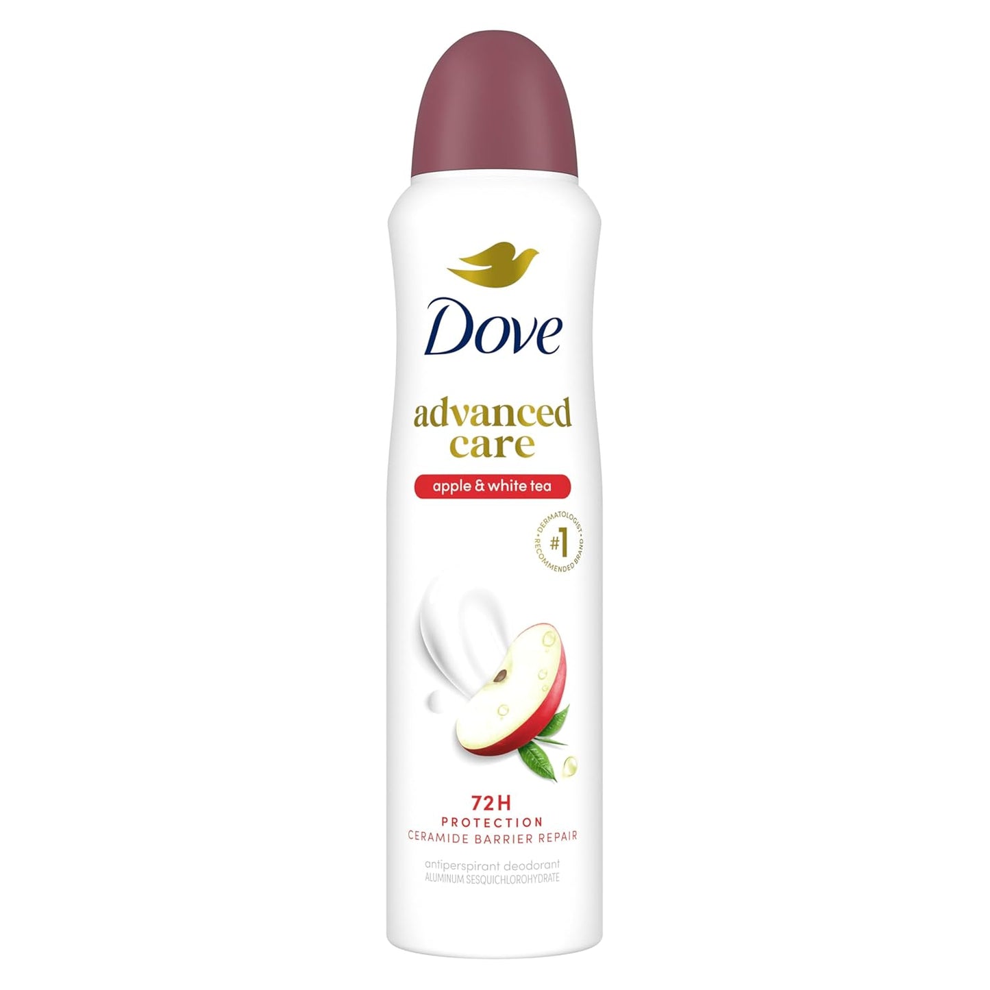 Dove Advanced Care Antiperspirant Deodorant Spray Apple & White Tea Antiperspirant deodorant to help skin barrier repair by boosting skin's ceramide levels 72-hour odor and sweat protection 3.8 oz