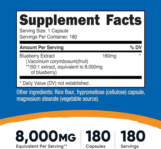 Nutricost Blueberry Extract 180 Capsules for 180 Servings Per Bottle