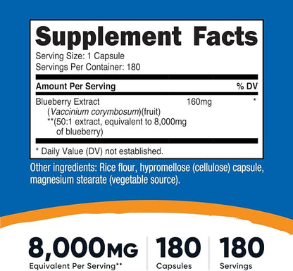 Nutricost Blueberry Extract 180 Capsules for 180 Servings Per Bottle