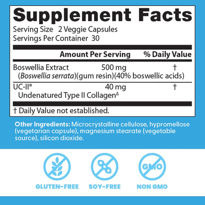 Doctor's Best Boswellia + UC-II Supplement, for Men & Women, 60 Veg Caps