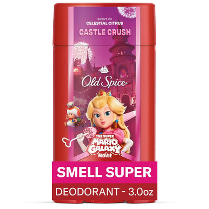 Old Spice Aluminum Free Deodorant for Men, Old Spice x The Super Mario Galaxy Movie, 24/7 Lasting Freshness, Lasting Odor Protection, Smell Super with Castle Crush, Celestial Citrus Scent, 3.0 oz