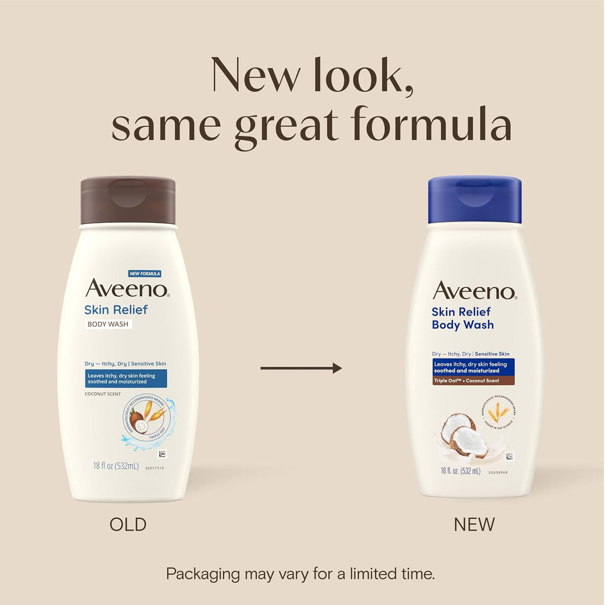 Aveeno Skin Relief Body Wash, Coconut Scent, 18 fl. oz