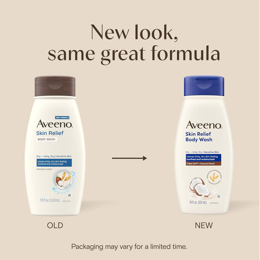 Aveeno Skin Relief Body Wash, Coconut Scent, 18 fl. oz