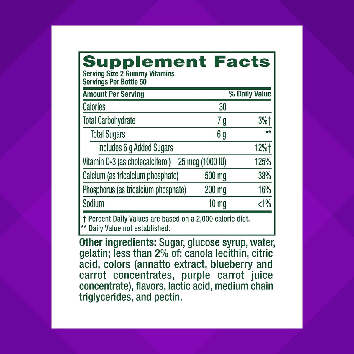 Vitafusion Calcium Gummies 500 mg Per 2 Gummies with Vitamin D3