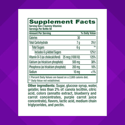 Vitafusion Calcium Gummies 500 mg Per 2 Gummies with Vitamin D3