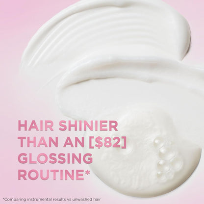 L’Oreal Paris Sulfate Free Glossing Shampoo and Conditioner Set with Glycolic Acid, Provides Intense Glass Shine & Smoothness, Suitable for Dull, Dry, and Color-Treated Hair, EverPure, 13.6 Fl Oz Set