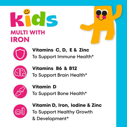 One A Day Kids Multivitamin with Iron Gummy, Vitamin D, Vitamin C, E, Zinc for Immune Support, Gummy Vitamins, Kids Multivitamin Gummies with Iron, Orange & Pineapple Flavor, 60 Ct(Packaging May Vary)