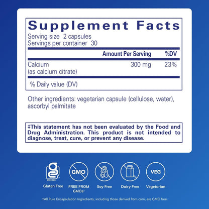 Pure Encapsulations Calcium (Citrate), 60 Capsules
