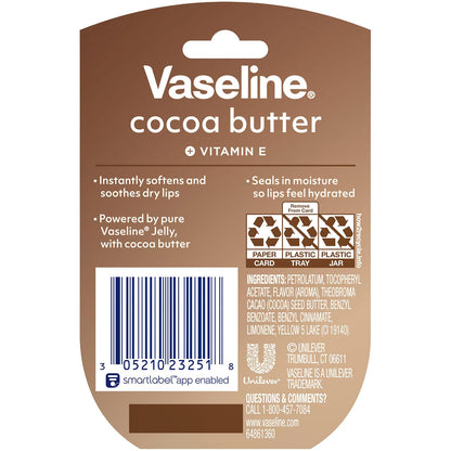 Vaseline Lip Therapy Cocoa Butter 6-Pack – Mini Lip Balms for Soft, Glowing Lips, 0.25 Oz Ea