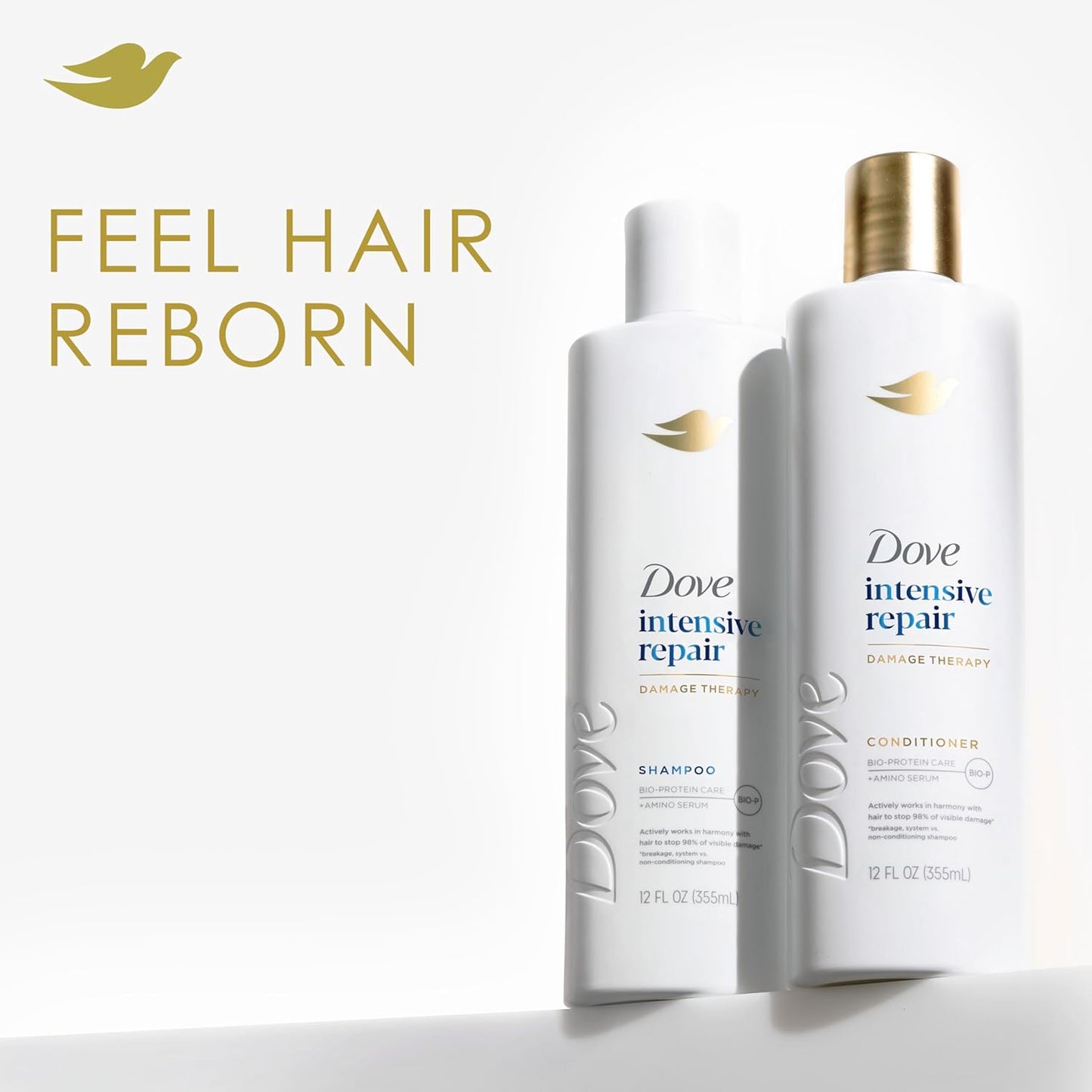 Dove Conditioner Intensive Repair 4 count for Damaged Hair Bio-Protein Care Technology and Amino Serum 12 oz