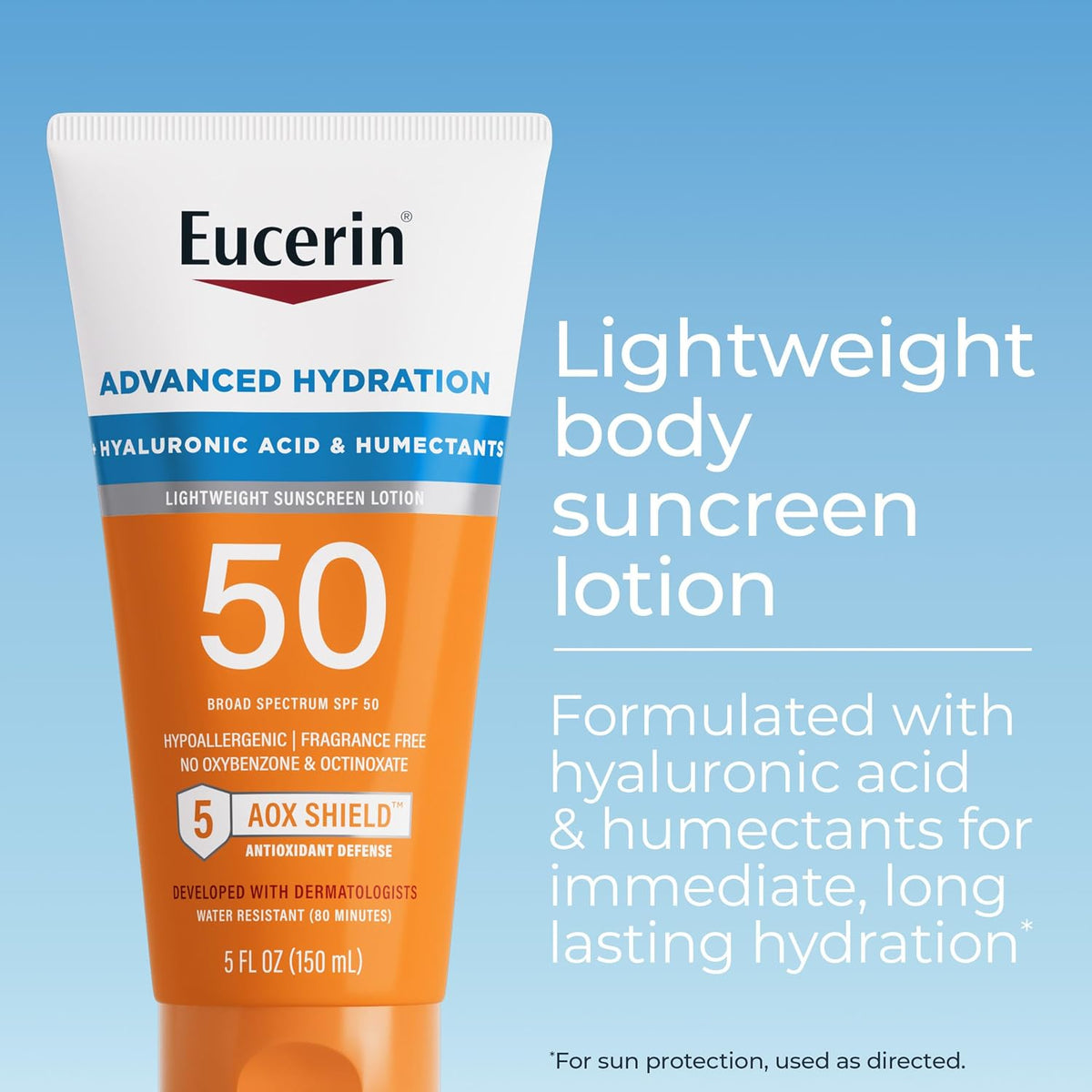 Eucerin Sun Advanced Hydration Sunscreen Lotion, SPF 50, 5 OZ