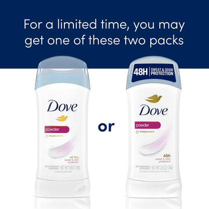 Dove Invisible Solid Antiperspirant Deodorant Stick 2 Count Powder, for Women, For All Day Underarm Sweat & Odor Protection 2.6 oz