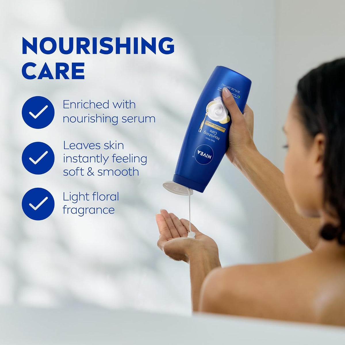 NIVEA Nourishing Care Body Wash, Nourishing Serum, 20 FL OZ