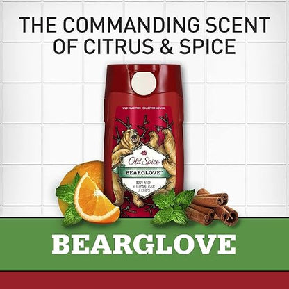 Body Wash for Men by Old Spice, Wild Collection Men's Body Wash, Bearglove, 16 Fl Oz (Pack of 4)
