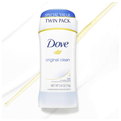 Dove Antiperspirant Deodorant 24-hour Sweat Protection Original Clean Deodorant for Women 2.6 oz, 2 Count