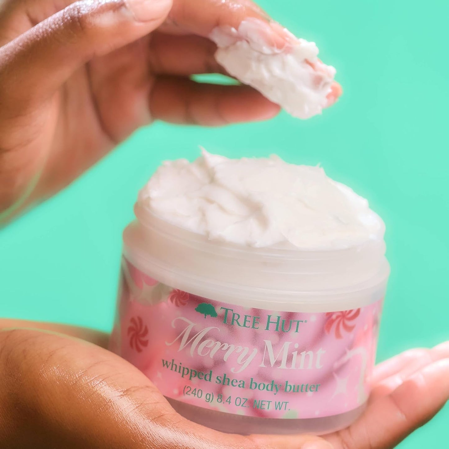 Tree Hut Merry Mint Whipped Shea Body Butter, Long-lasting Hydration Leaves Skin Feeling Soft & Moisturized, Lightweight, Nourishing Essential Body Care, Limited Edition Holiday, 8.4 Fl Oz.