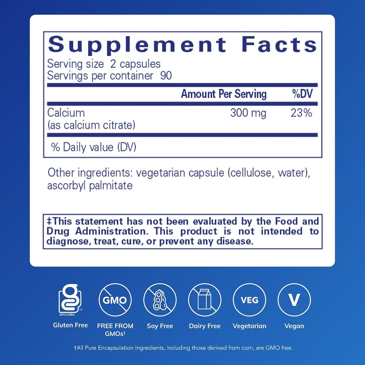Pure Encapsulations Calcium (Citrate), 180 Capsules