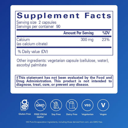 Pure Encapsulations Calcium (Citrate), 180 Capsules