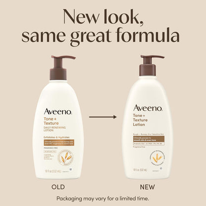 Aveeno Tone + Texture Renewing Body Lotion, Fragrance-Free, 18 fl. oz